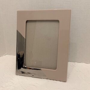Azzure Home Taupe Silver Chrome Enamel 5x7 Retro Picture Frame Modern Decor